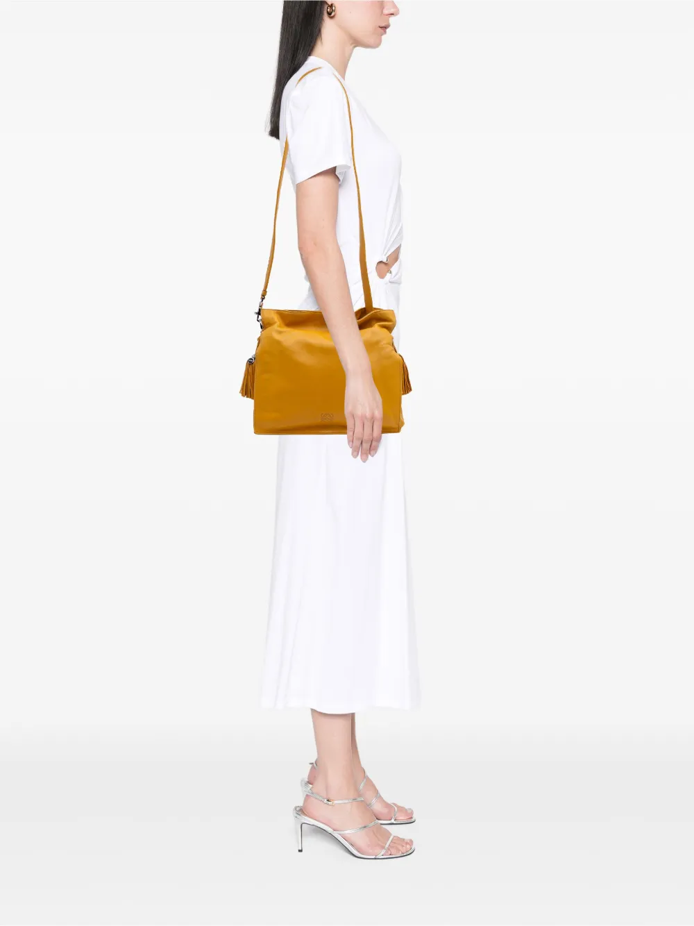 Pre-owned Loewe 2013 Nappa Flamenco Tassel 22 Crossbody Bag In Yellow