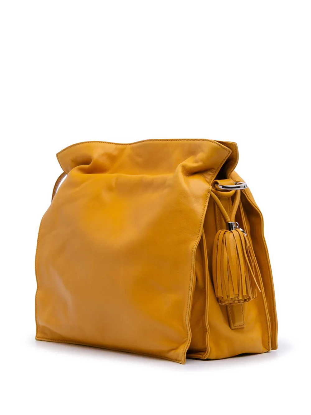 Pre-owned Loewe 2013 Nappa Flamenco Tassel 22 Crossbody Bag In Yellow