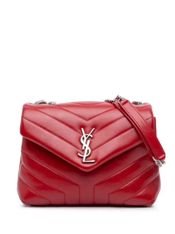 leather bolsa saint laurent roja