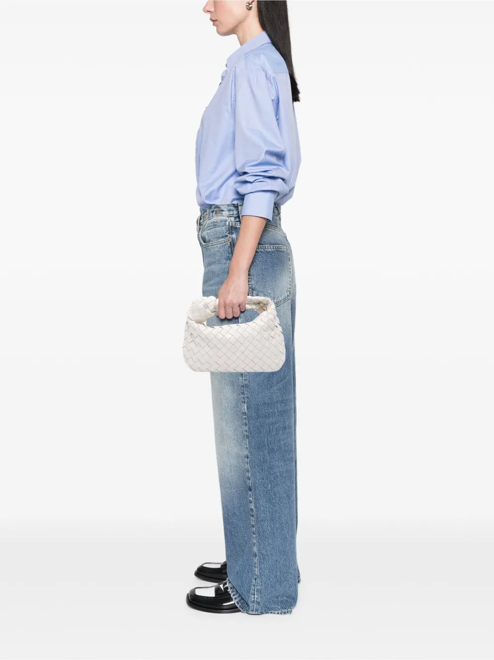 Pre-owned Bottega Veneta 2012-2025 Mini Nappa Intrecciato Jodie Hobo Bag In White