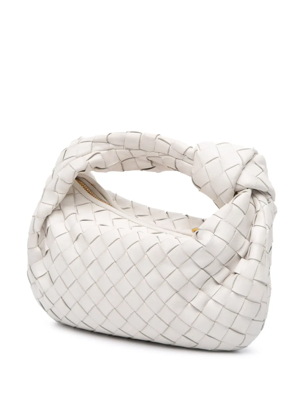 Pre-owned Bottega Veneta 2012-2025 Mini Nappa Intrecciato Jodie Hobo Bag In White