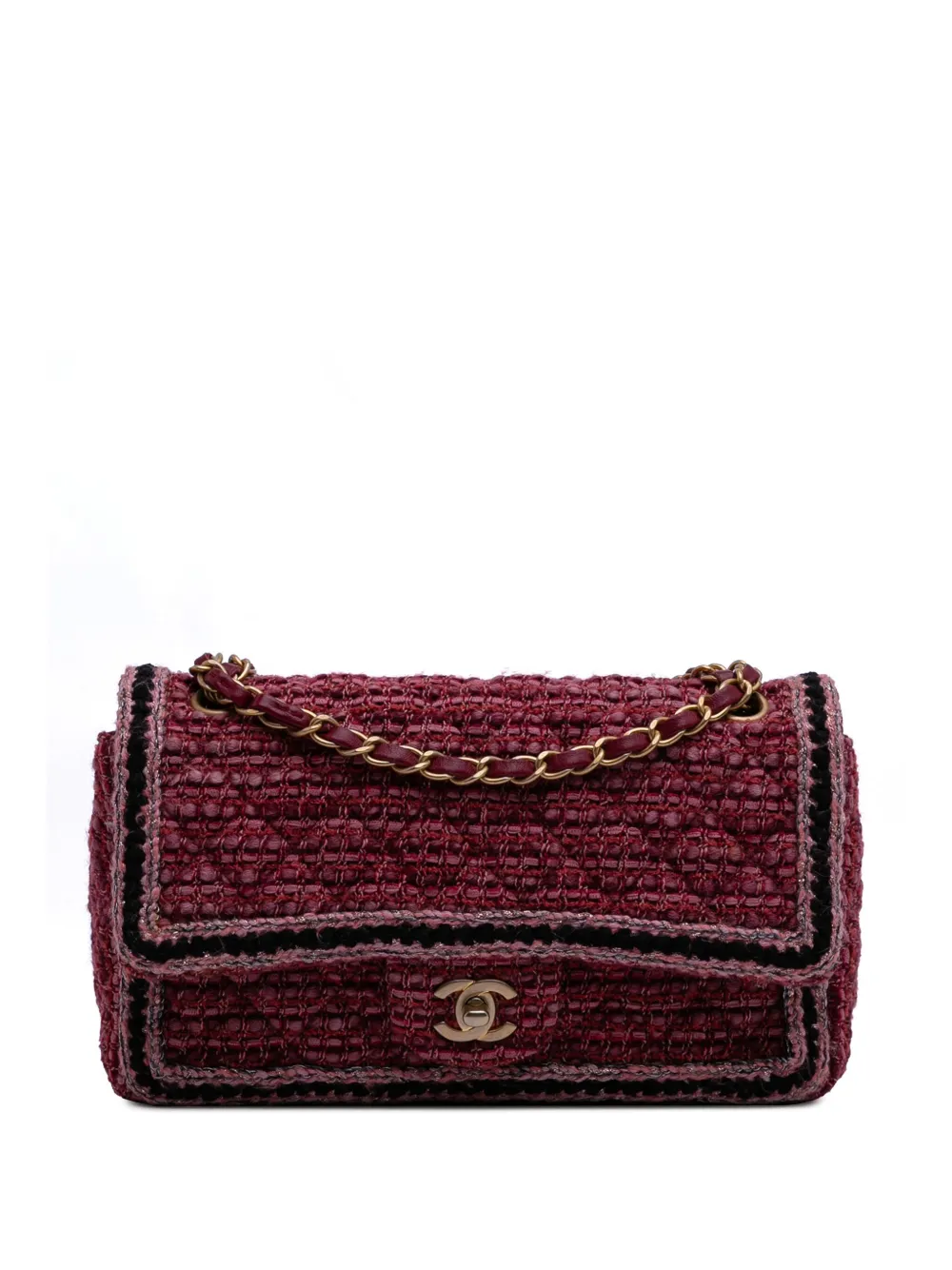 CHANEL Pre-Owned 2018-2019 Medium Braided Classic Tweed Single Flap CHANEL Pre-Owned 2018-2019 Medium Braided Classic Tweed Single Flap