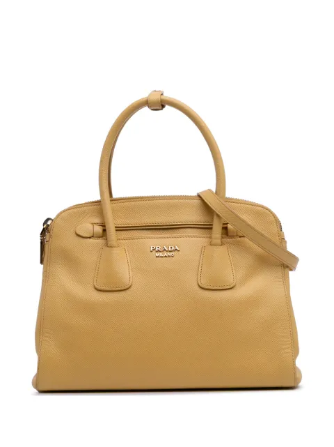 Prada Pre-Owned شنطة 'كوير' جلد سافيانو بسحاب مزدوج علوي وحمالة كتف 2000-2025