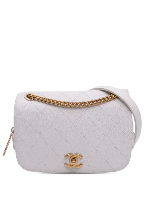 CHANEL Pre-Owned 2019 CC Quilted Caviar Turnlock Full Flap crossbody bag