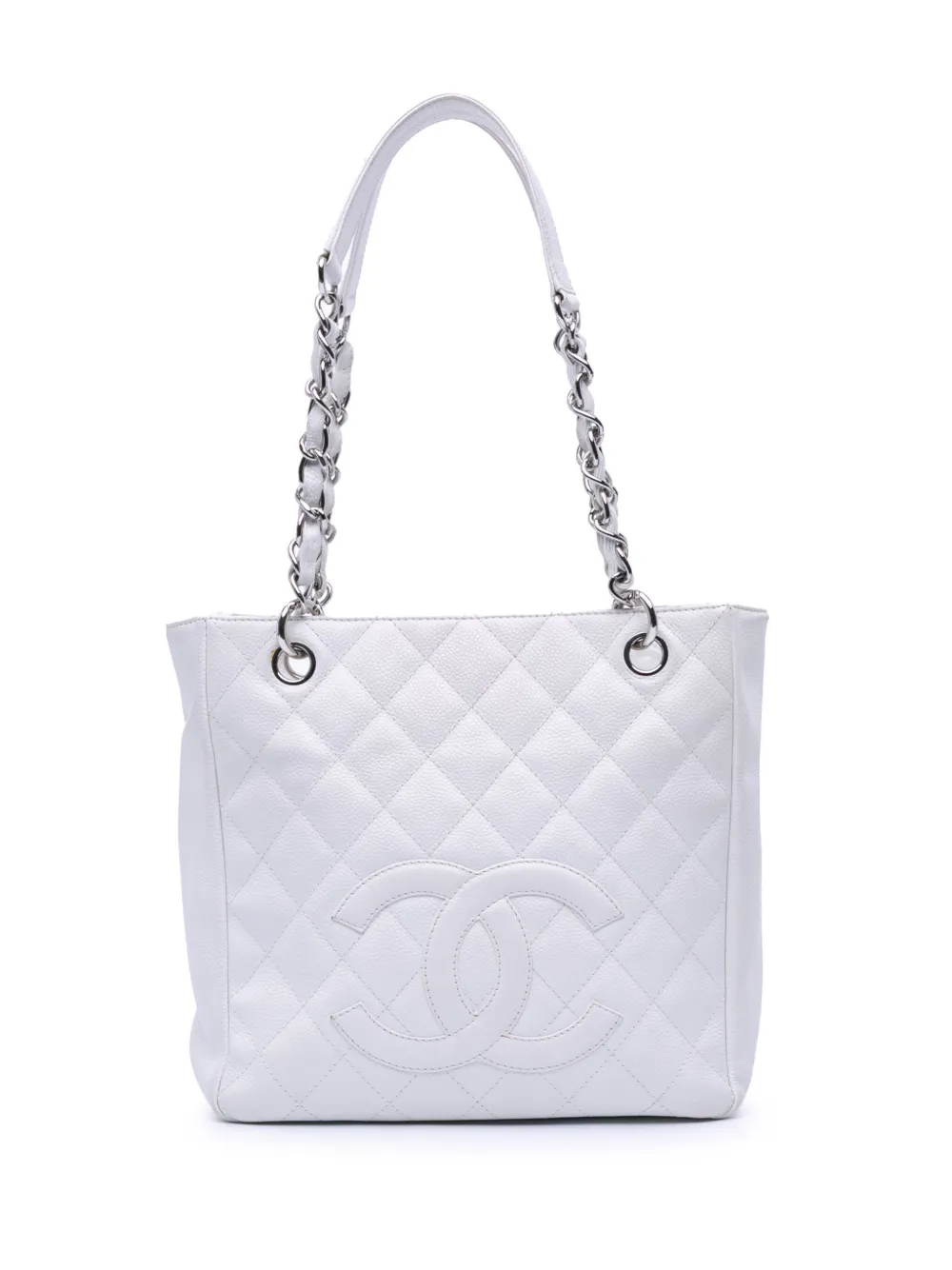 CHANEL Pre-Owned 2006-2008 キャビア プチ ショッピング トートバッグ - ホワイト CHANEL Pre-Owned 2006-2008 キャビア プチ ショッピング トートバッグ - ホワイト
