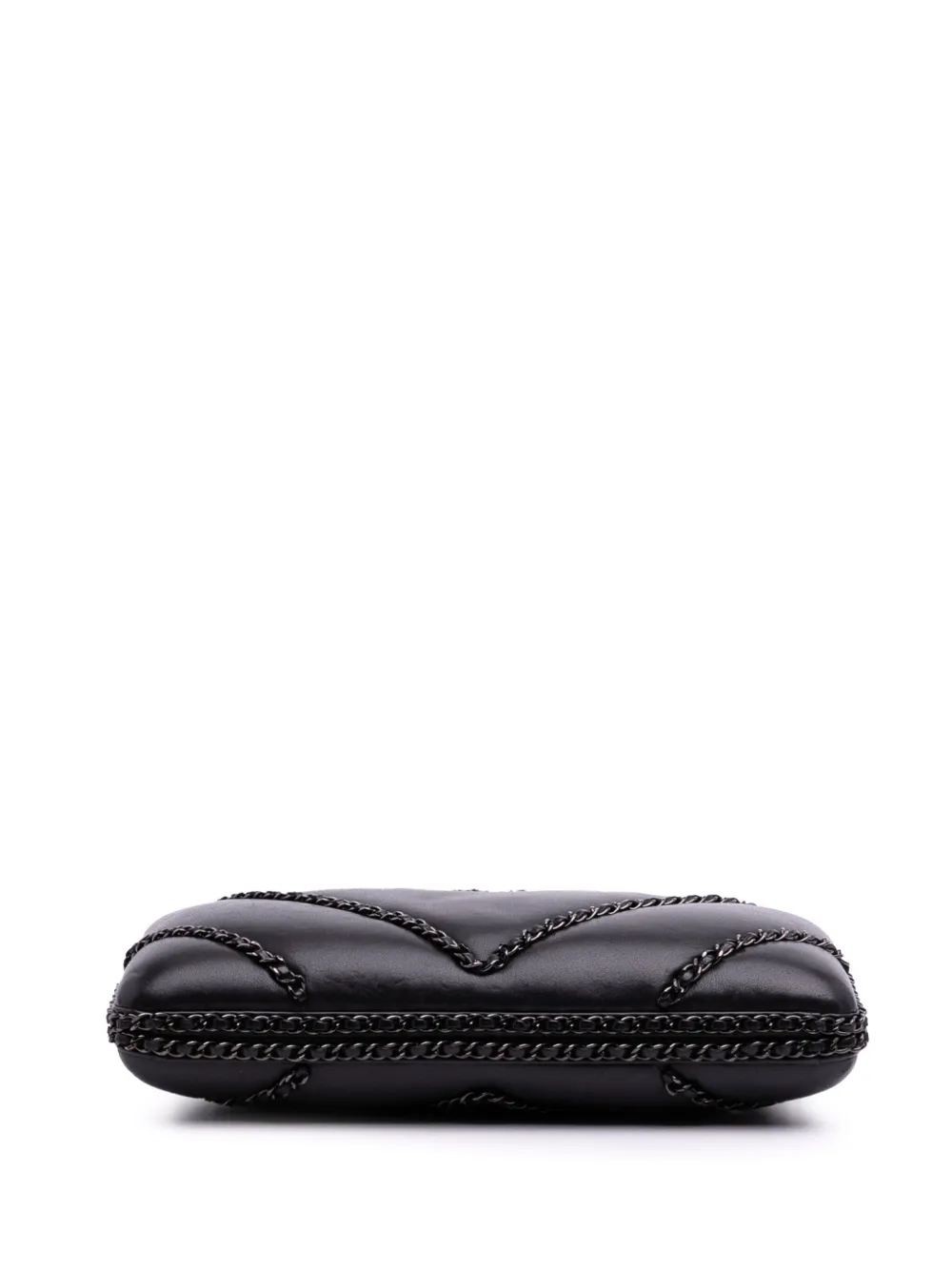 Pre-owned Chanel 2016-2017 Chevron Lambskin Chain Around Clutch On Chain Shoulder Bag In Black