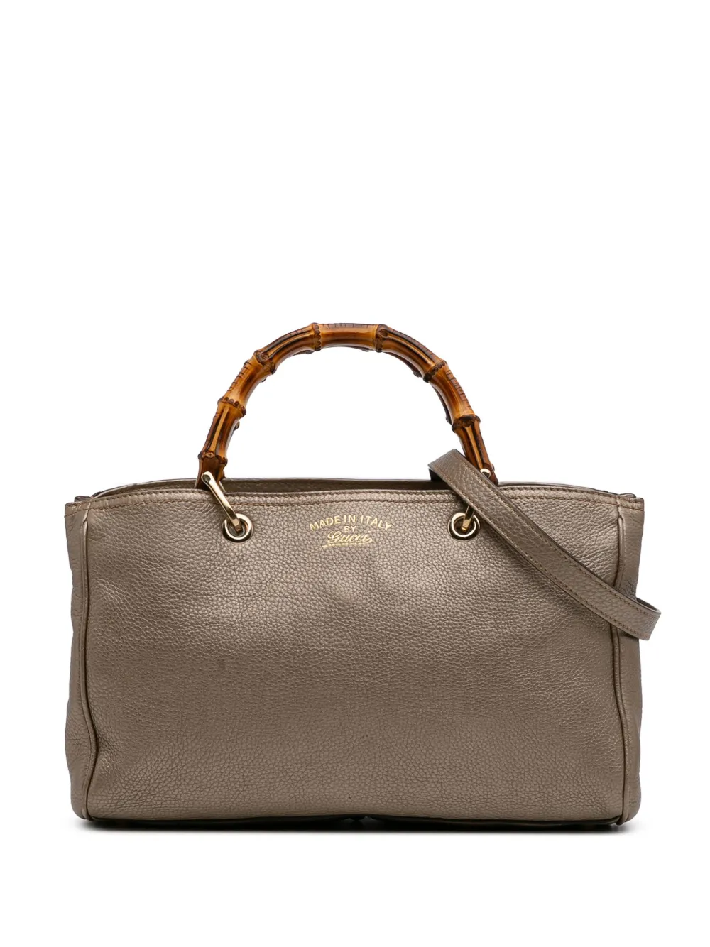 Pre-owned Gucci 2016-2025 Medium Calfskin Bamboo Shopper Satchel In Gold
