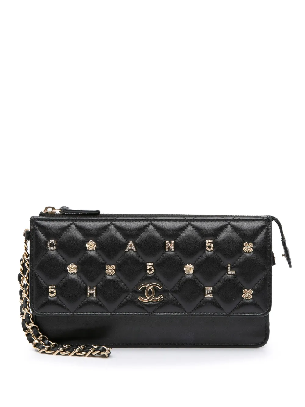Pre-owned Chanel 2020 Quilted Lambskin All About  On Chain Clutch Bag In Black