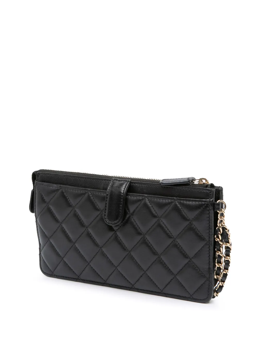 Pre-owned Chanel 2020 Quilted Lambskin All About  On Chain Clutch Bag In Black