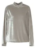 Isolda ruffled-neck velvet blouse - Grey