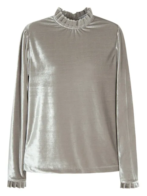 Isolda ruffled-neck velvet blouse