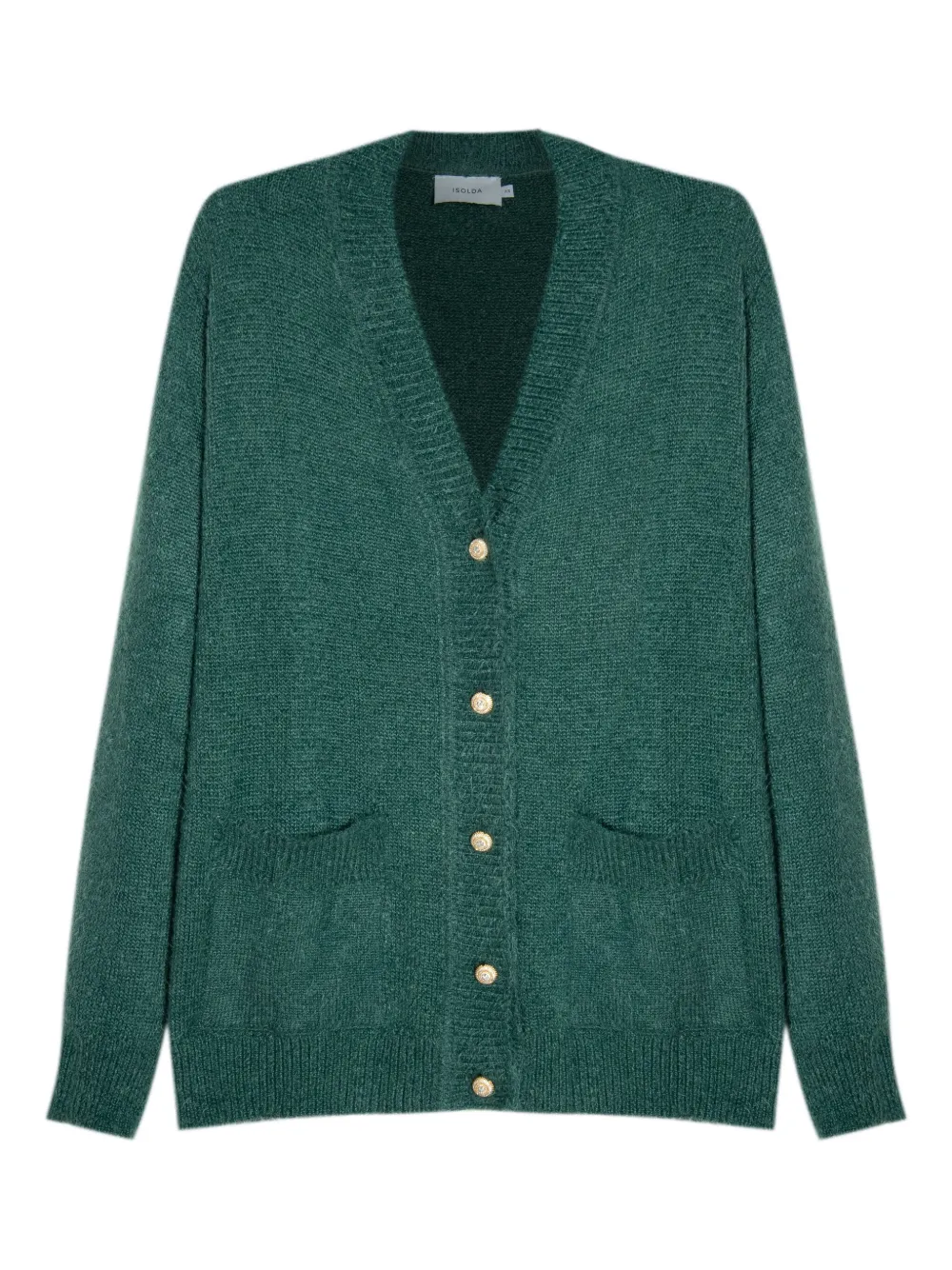 Isolda Button-detailed Patch-pocket Cardigan In Green