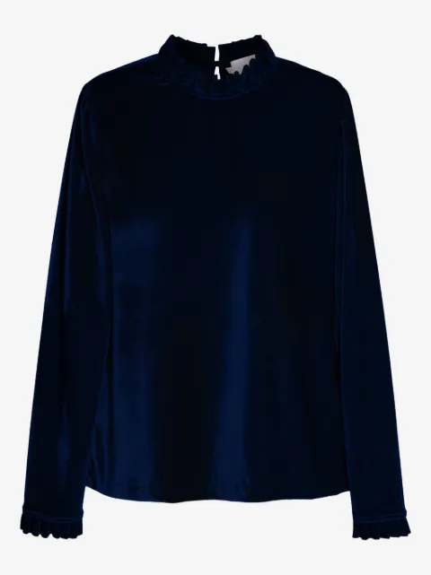 Isolda Blusa Maré de veludo com babados