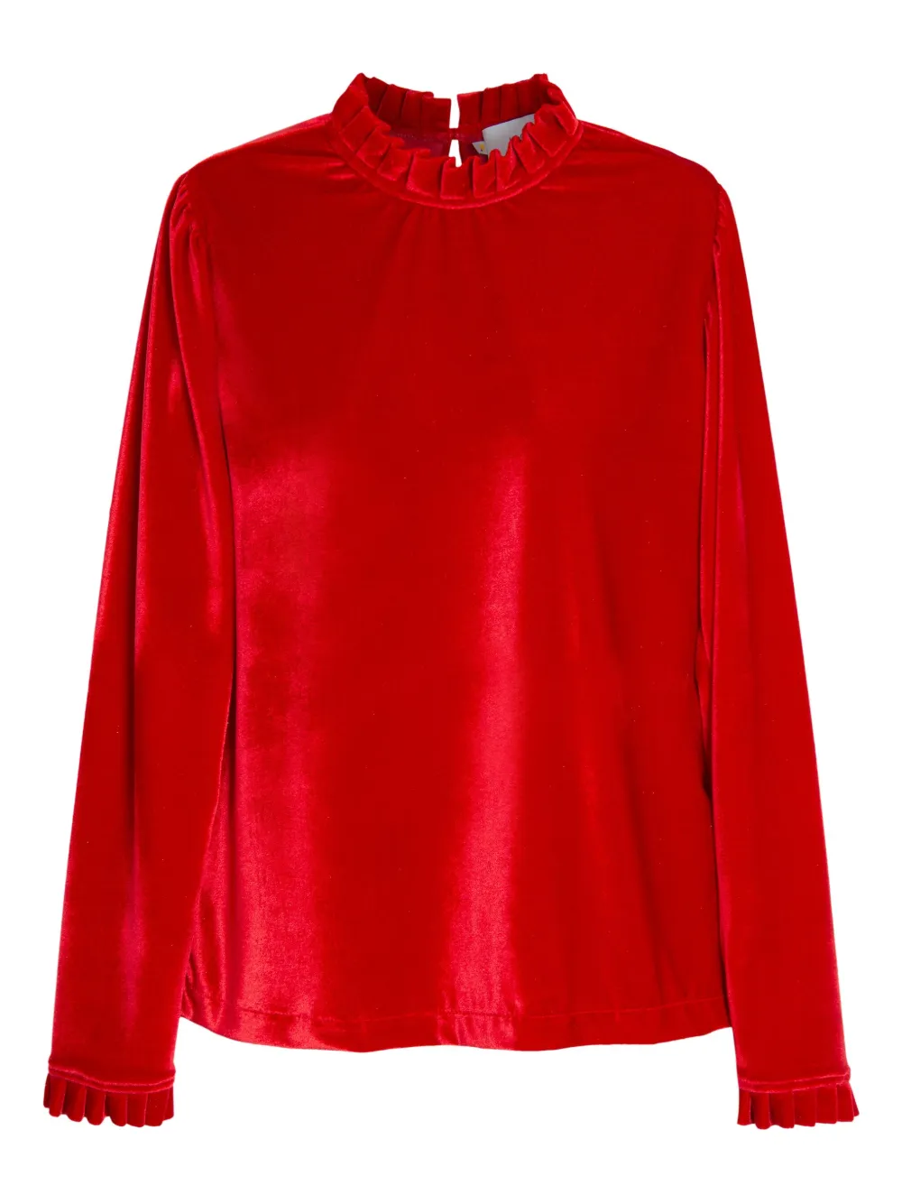 Maré ruffled velvet turtleneck top