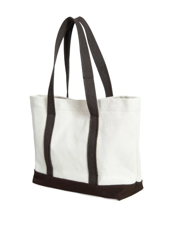 Marrom embroidered cotton tote bag