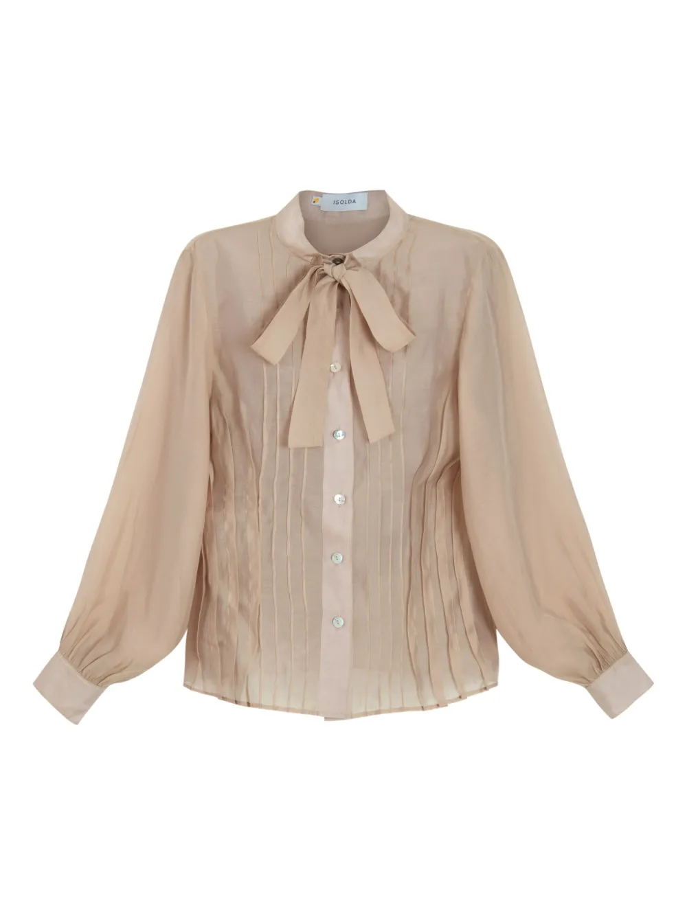 Isolda São Luis pleated bow shirt Beige