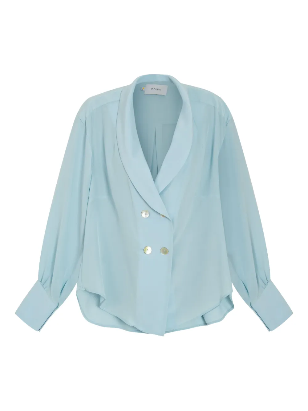 Isolda double-breasted silk shirt Blauw