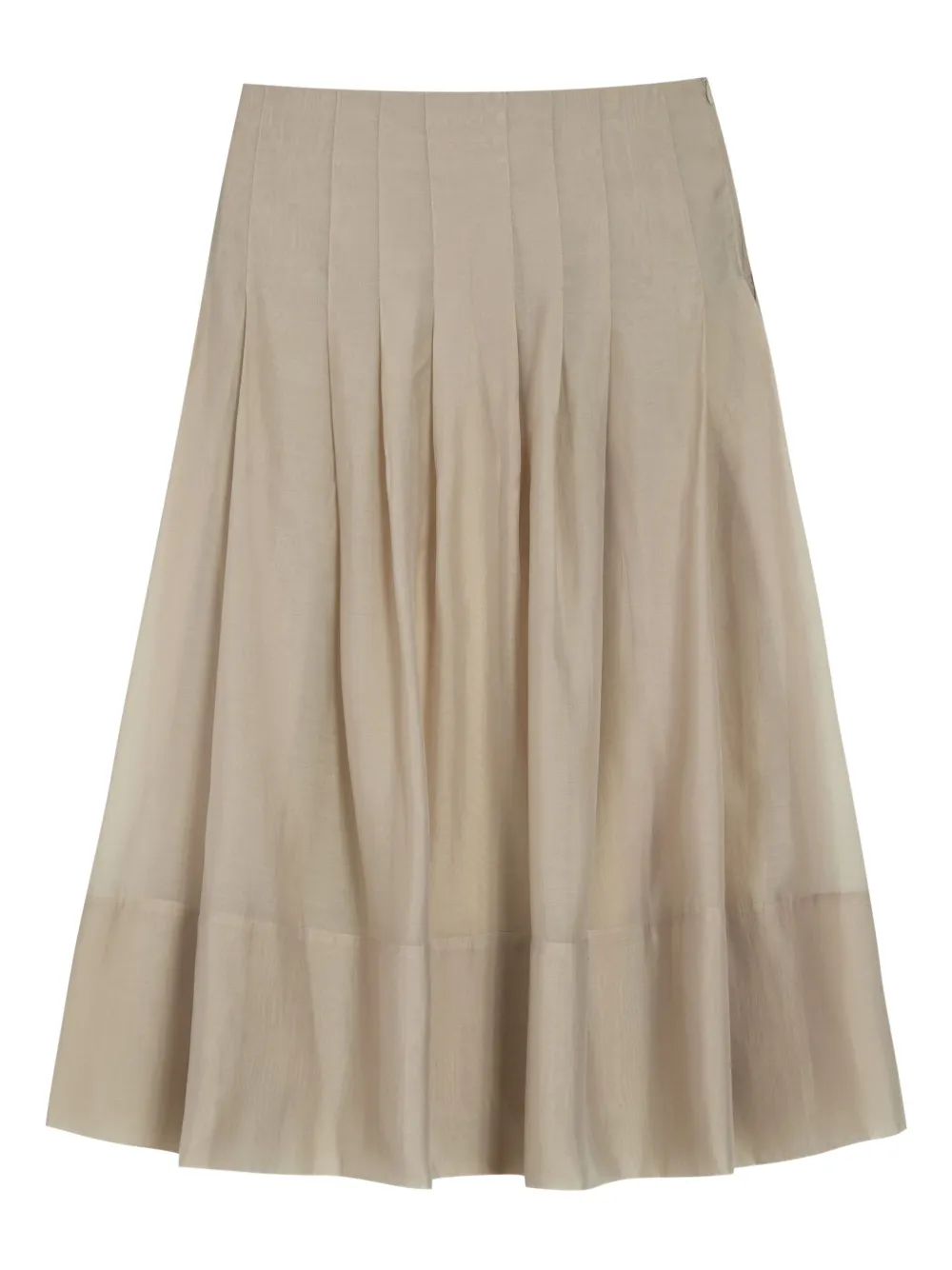visible-hem midi pleated skirt