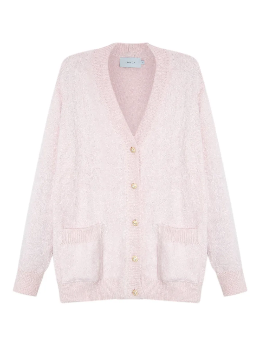 Isolda Button-detailed Pocket Cardigan In Pink