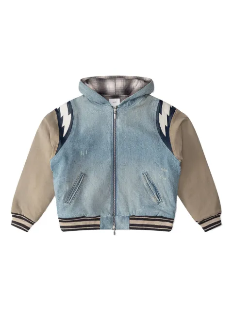 RHUDE Lightning denim hooded bomber jacket