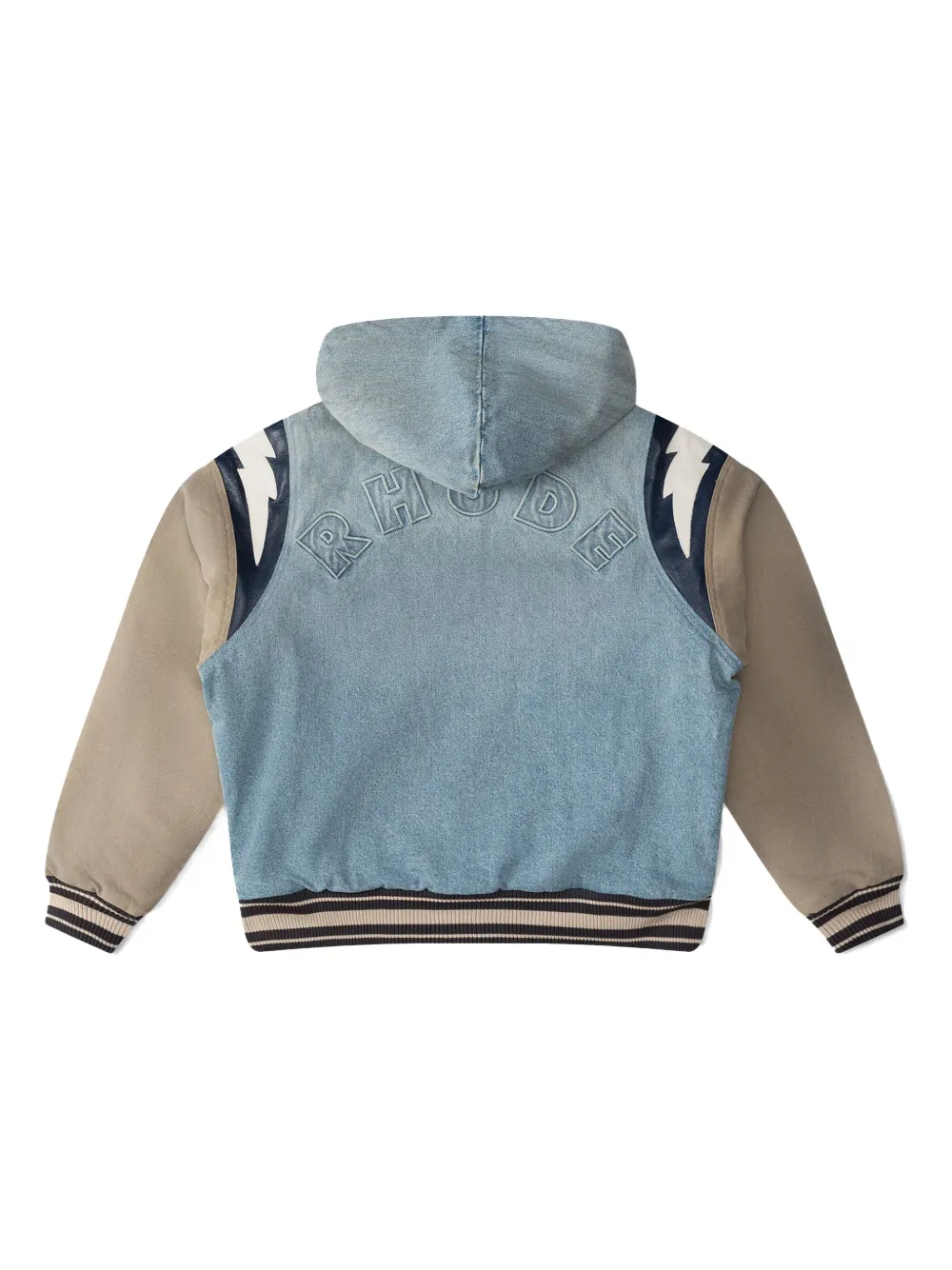 RHUDE Lightning denim hooded bomber jacket Blauw