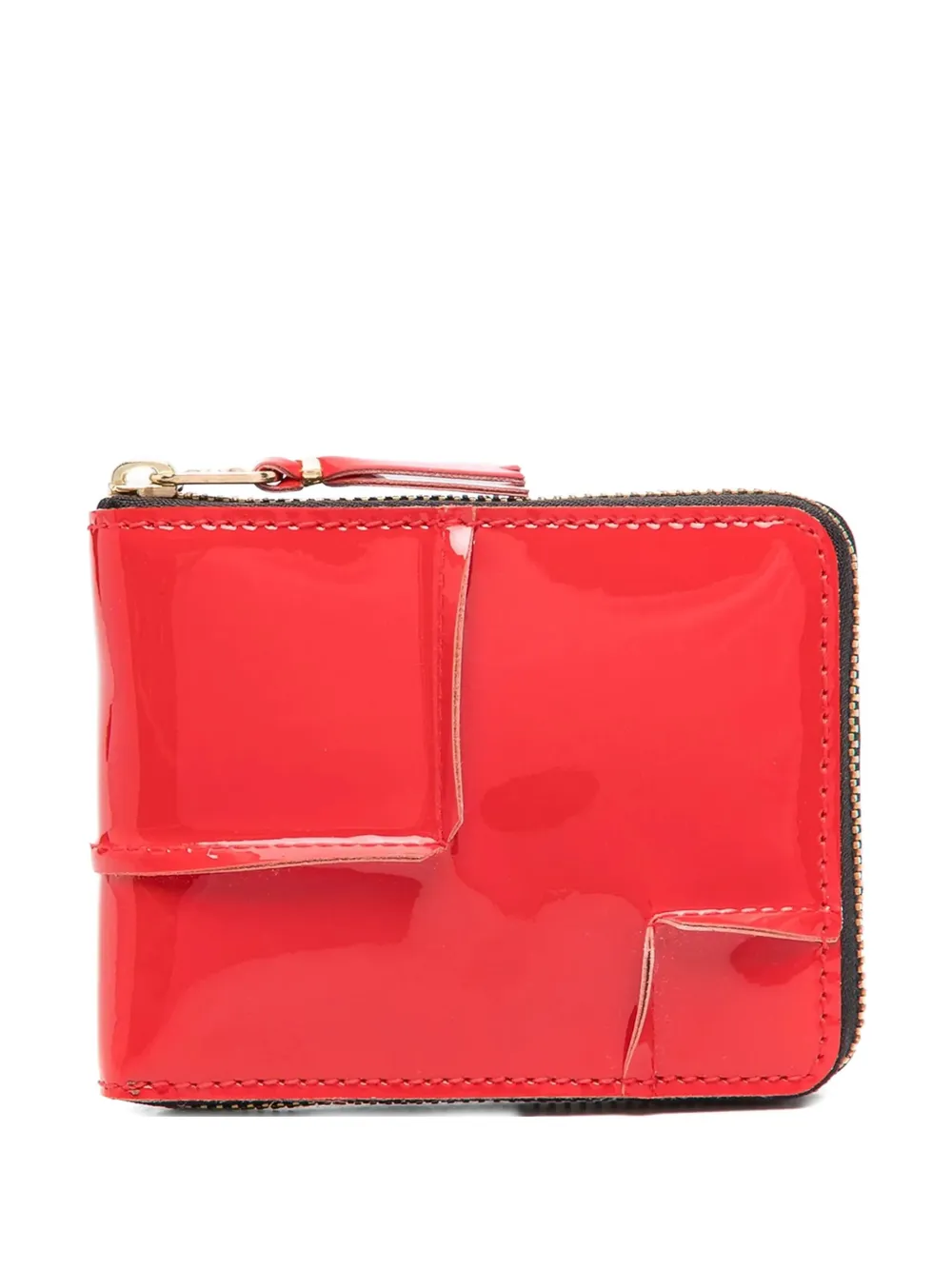 Comme Des Garçons Reversed-hem Zip-around Wallet In Red
