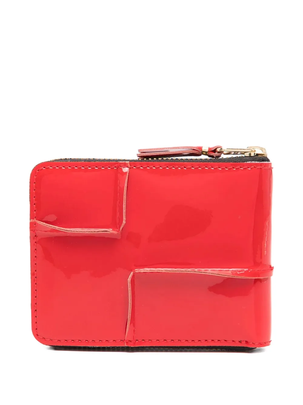 Comme Des Garçons Reversed-hem Zip-around Wallet In Red