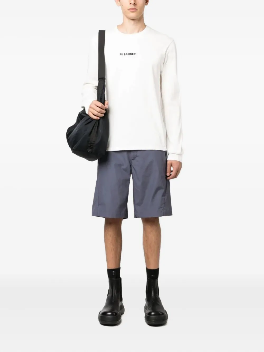 Jil Sander T-shirt met logoprint met lange mouwen - Wit