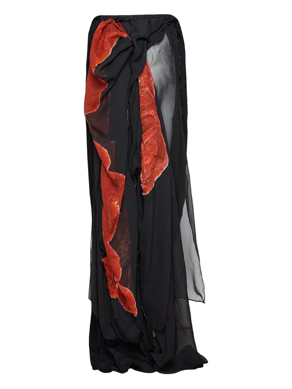 Yohji Yamamoto Draped Silk Skirt In Black