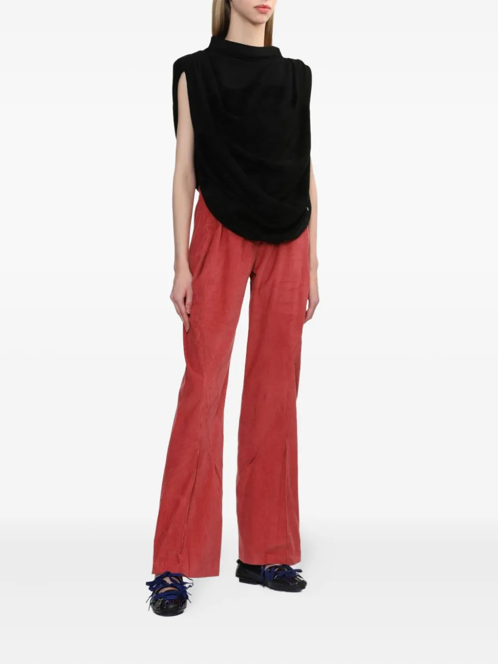 Kiko Kostadinov Ribfluwelen broek Rood