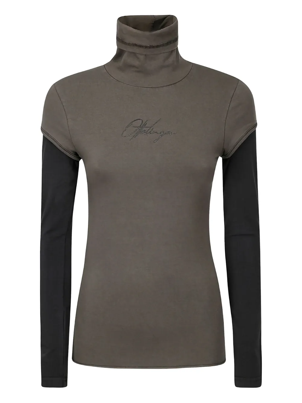 Ottolinger Top met geborduurd logo en col Bruin