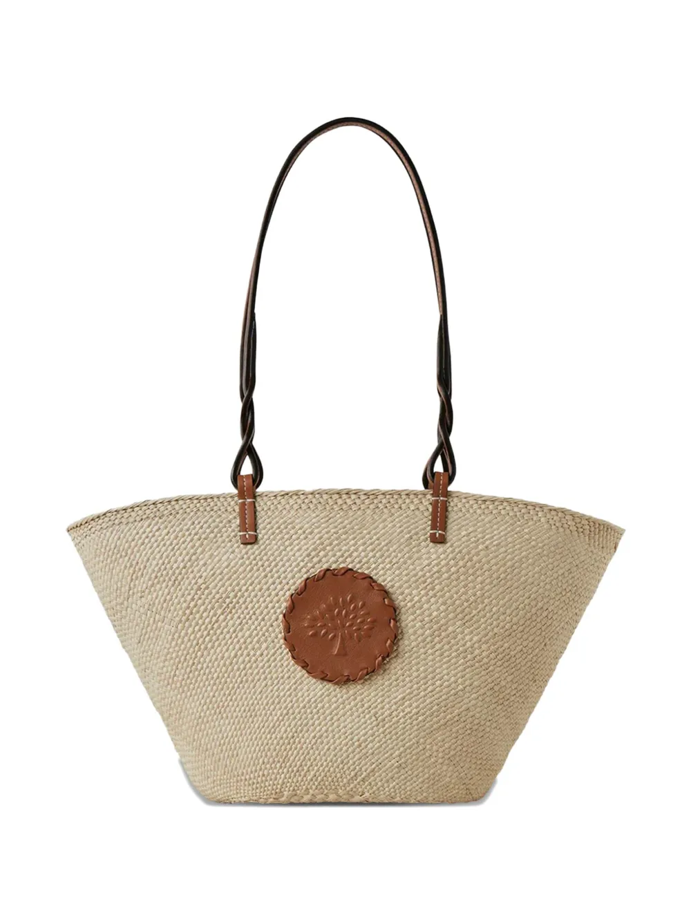 Mulberry Basket Schultertasche aus Raffiabast - Nude