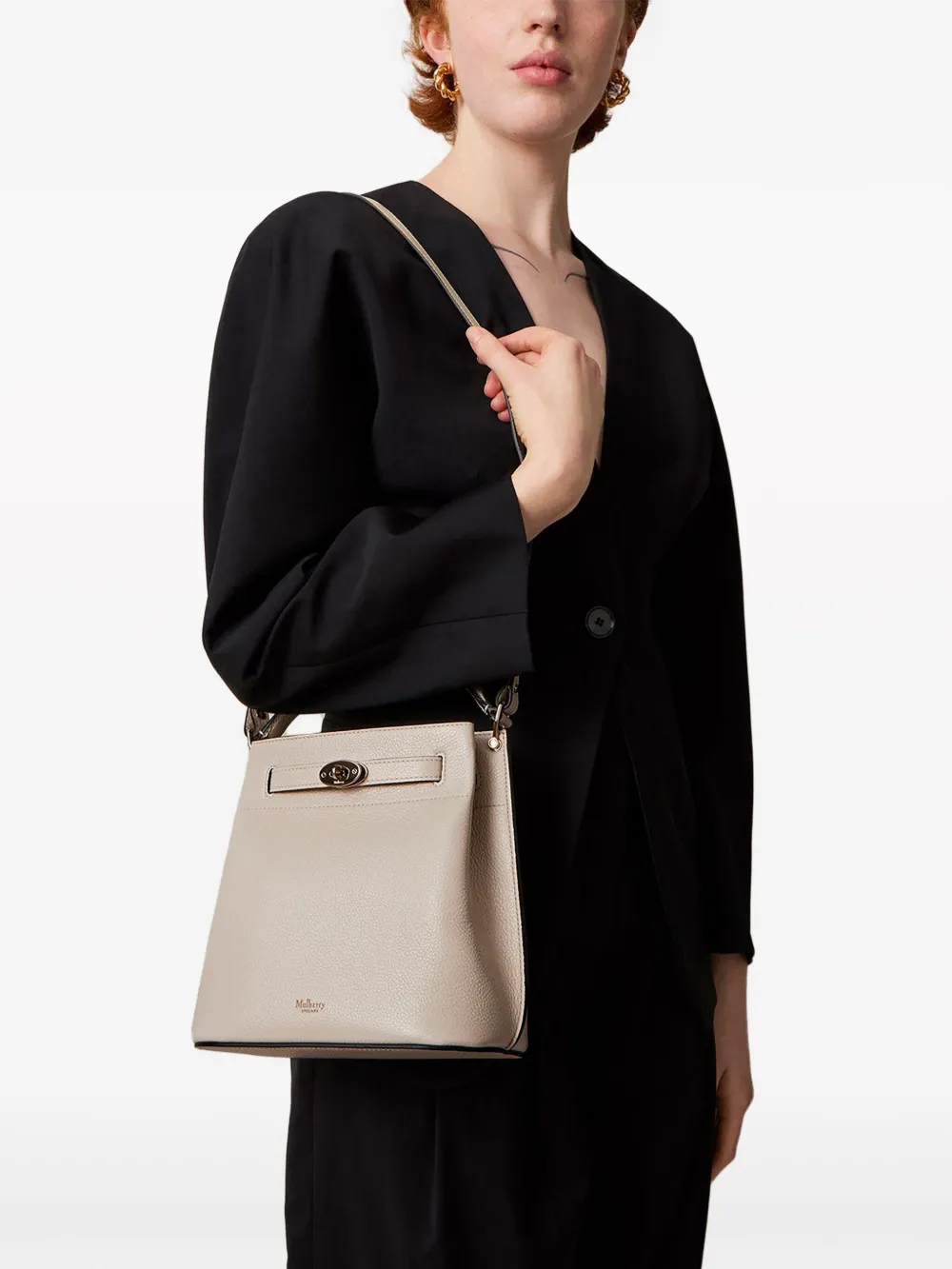 Mulberry Islington bucket-tas met gespsluiting Beige