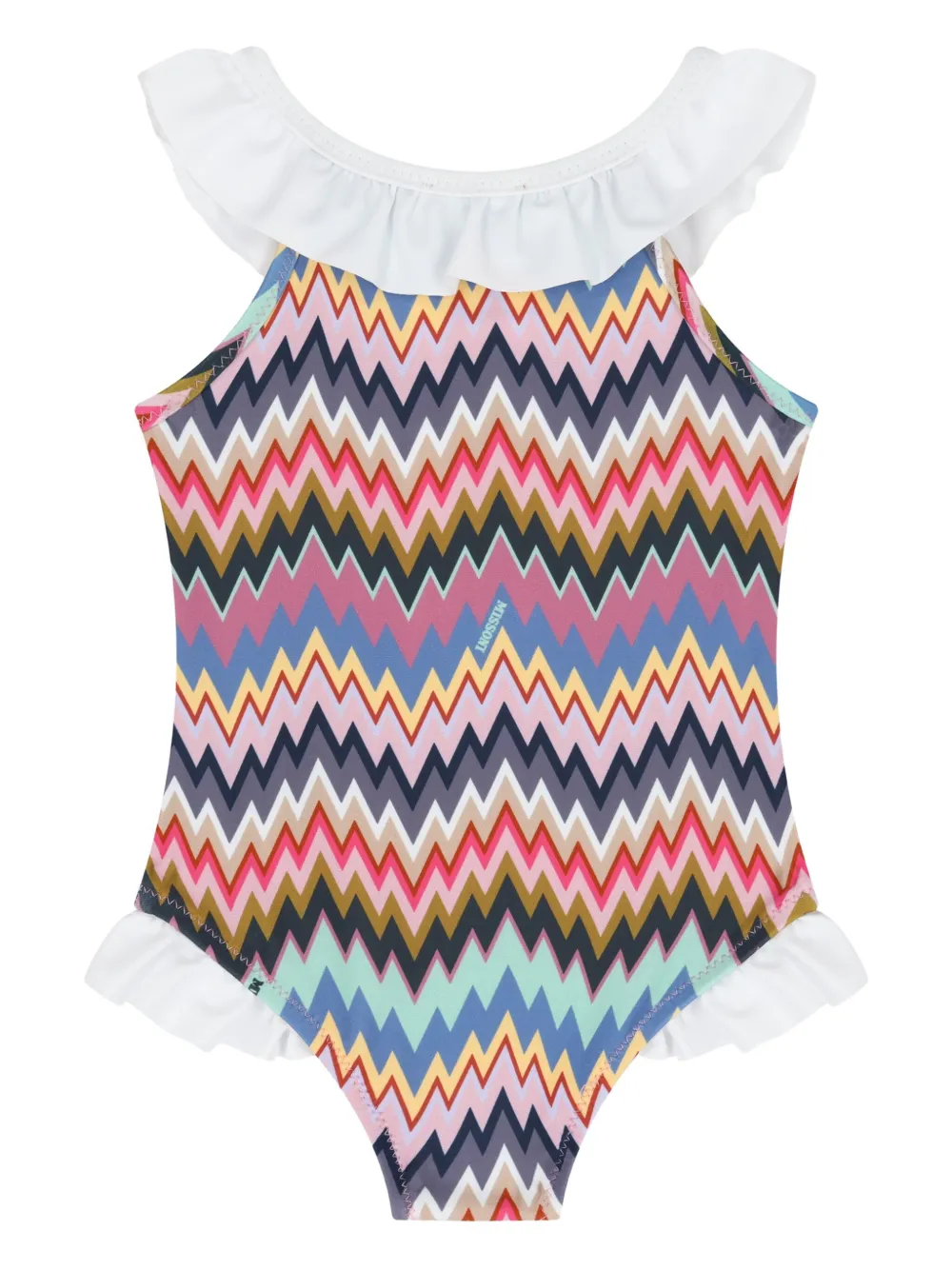 Missoni Zigzag-print Ruffled Swimsuit In Multi
