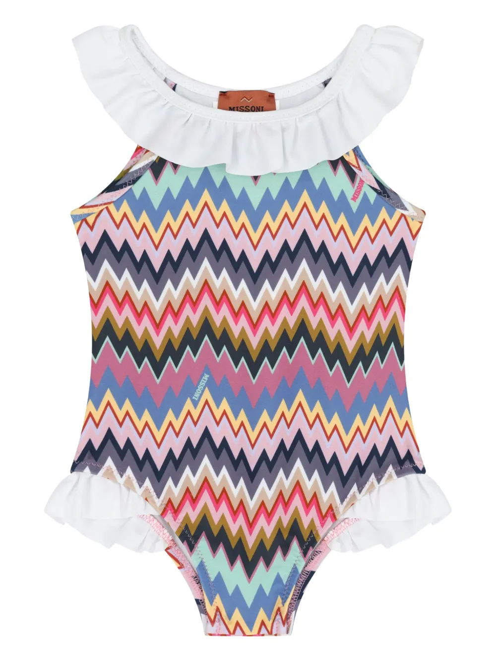 Missoni Zigzag-print Ruffled Swimsuit In Multi