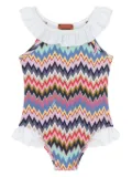 Missoni Kids zigzag-print ruffled swimsuit - Multicolour