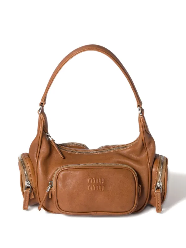 miu miu ブラウン ショルダーバッグ Miu Miu ポケット ショルダーバッグ | ブラウン | FARFETCH JP