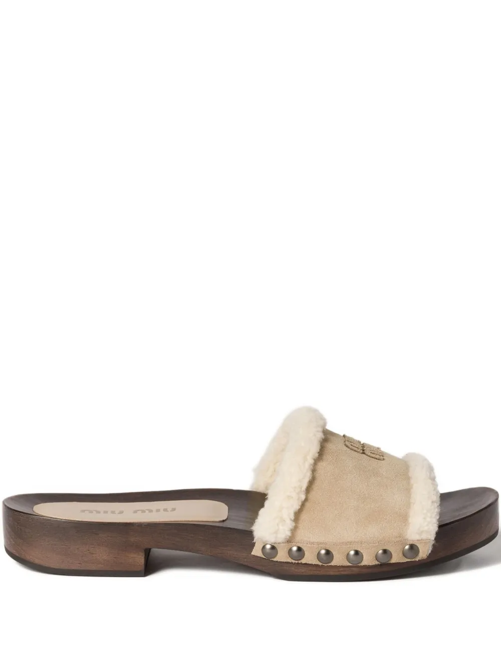 Miu suede clog sandals Brown