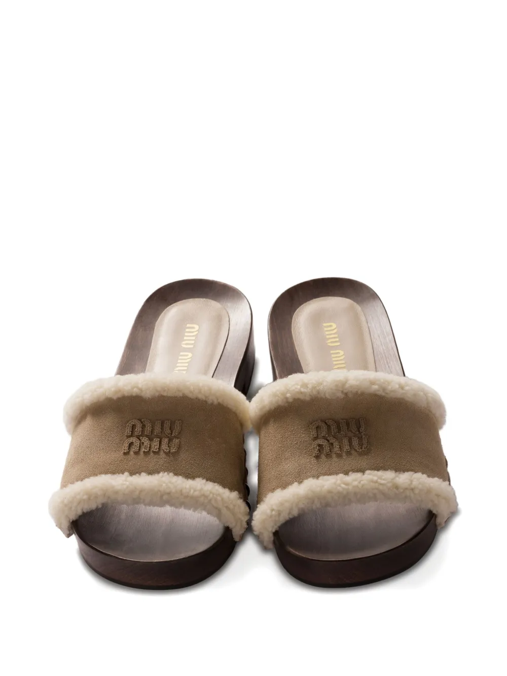 Miu suede clog sandals Brown