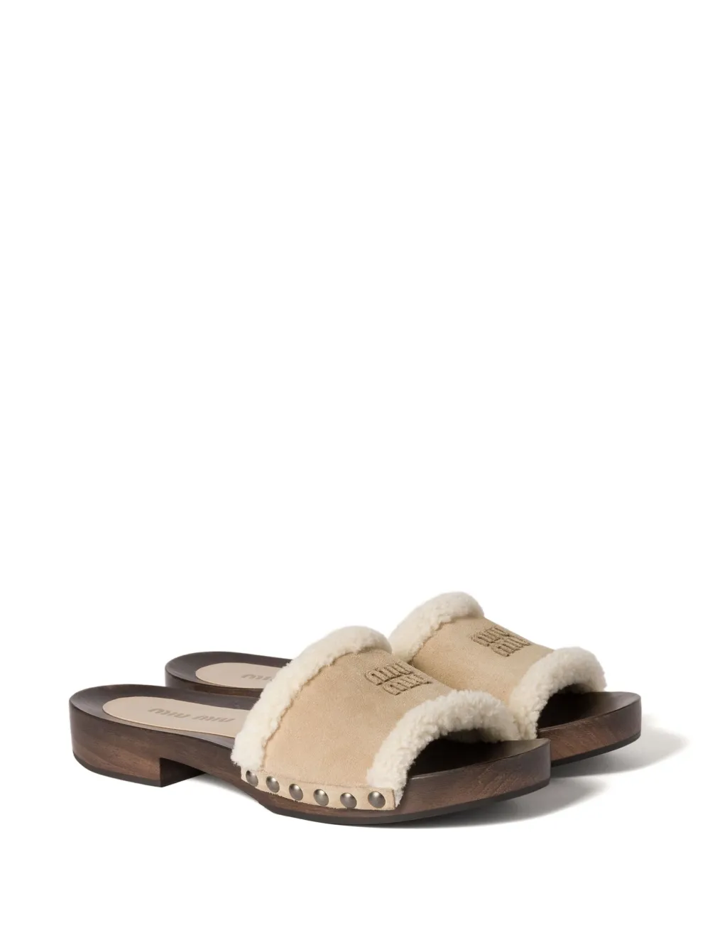 Miu suede clog sandals Brown