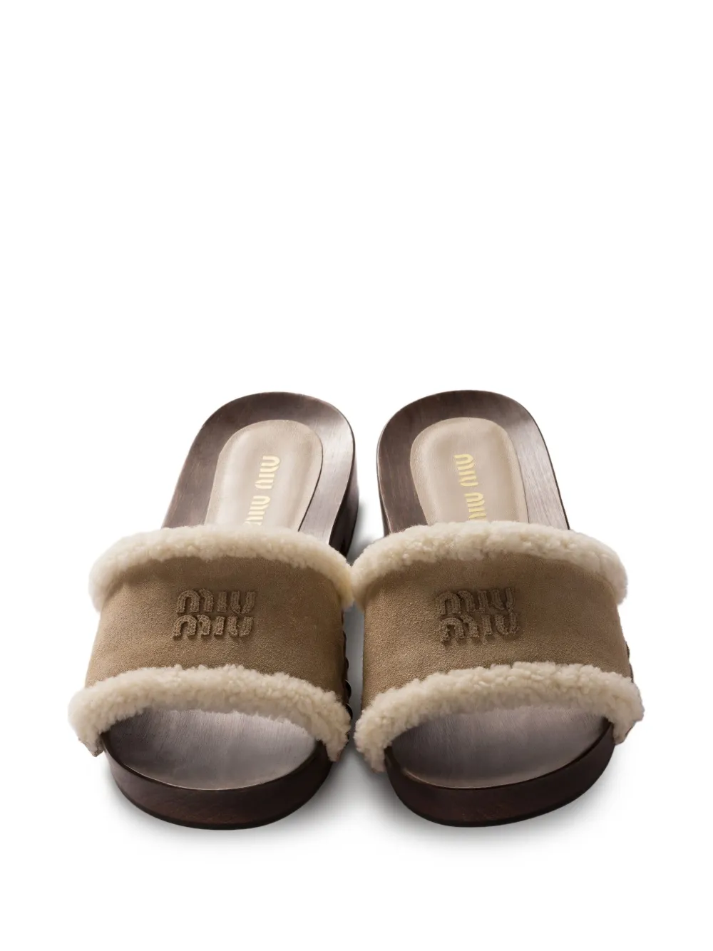 Miu suede clog sandals Brown