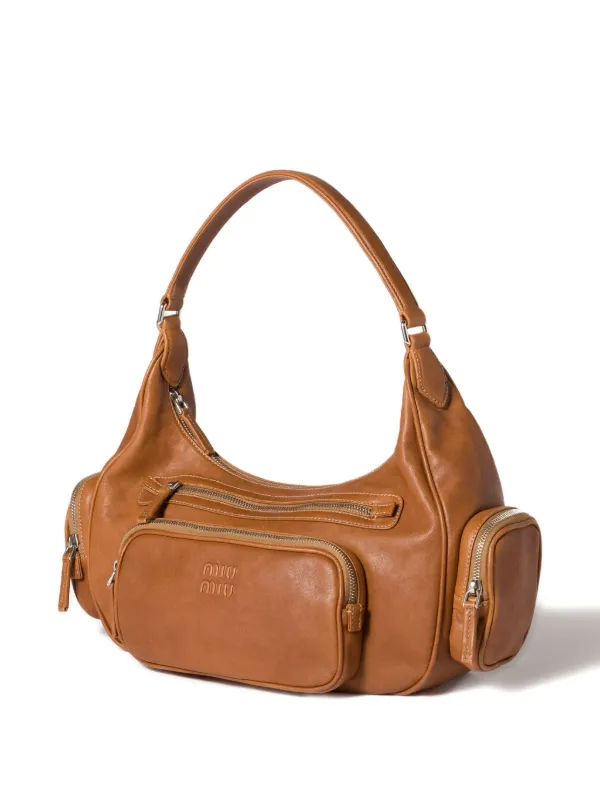 ショルダーバッグ・ポシェット Miu Miu Brown Leather Shoulder Bag Miu Miu Pocket Shoulder Bag | Brown | FARFETCH