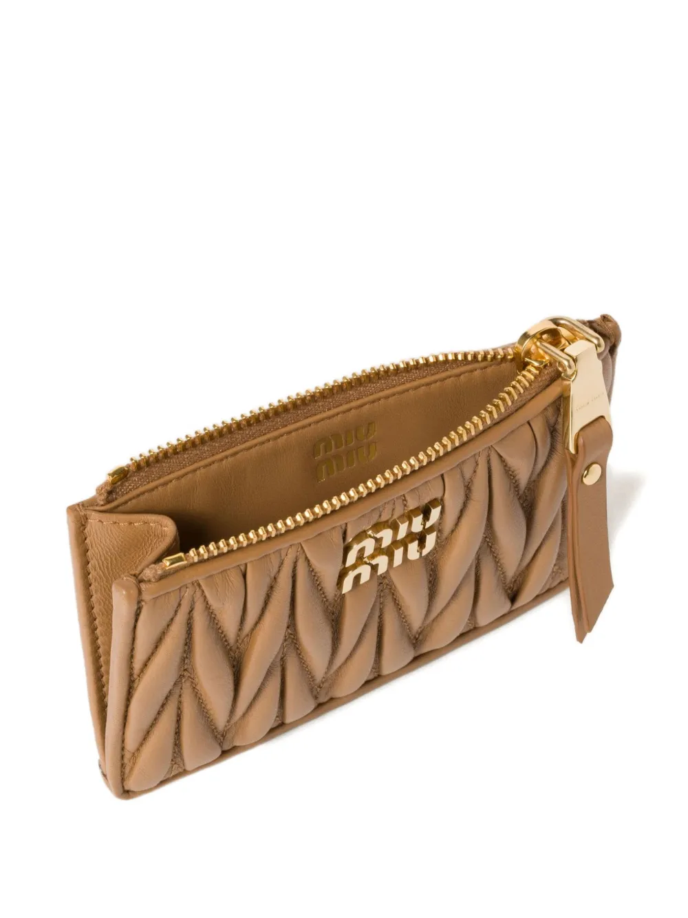  Miu Miu Matelassé Leather Card Holder - Neutrals 