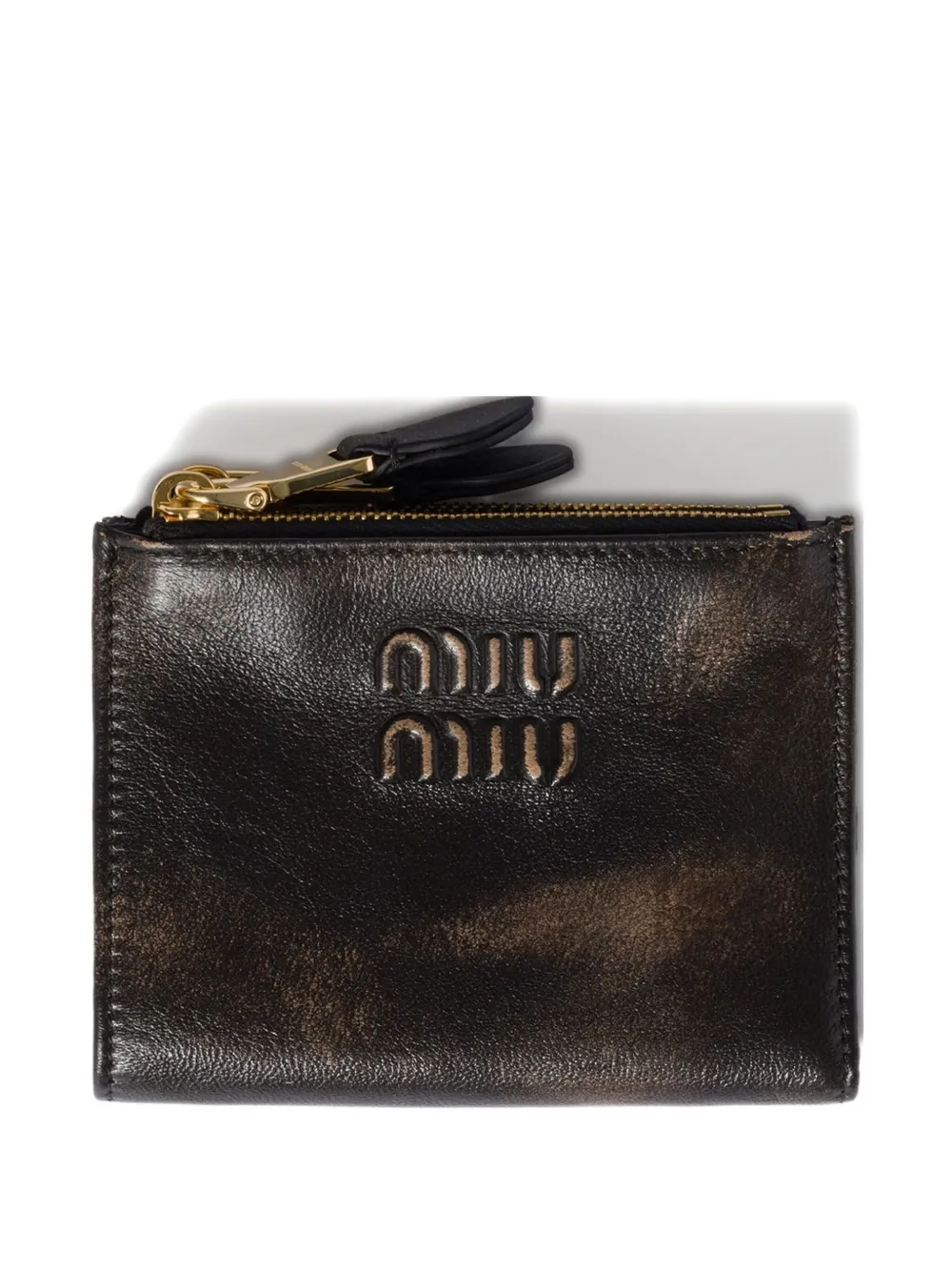 Miu small logo-embossed leather wallet Bruin