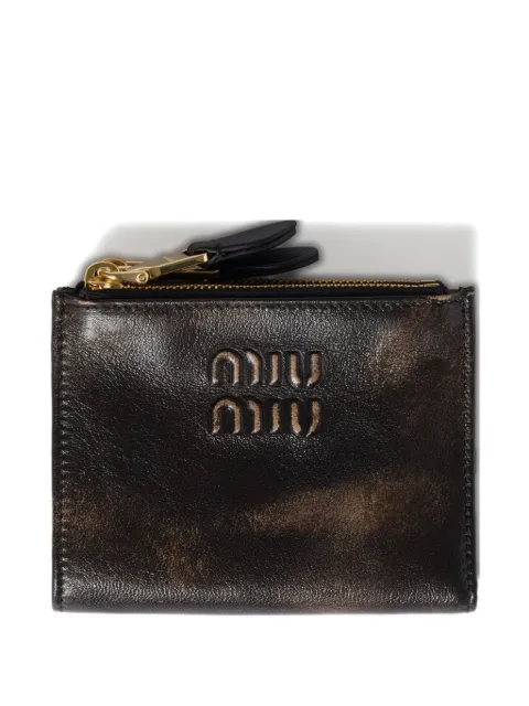Miu Miu small logo-embossed leather wallet