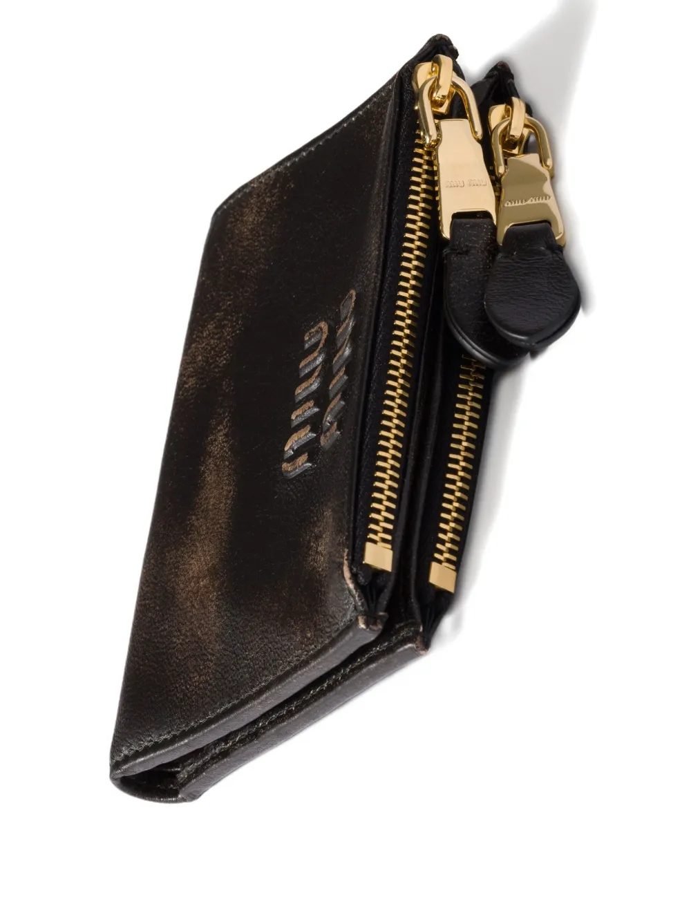 Miu small logo-embossed leather wallet Bruin