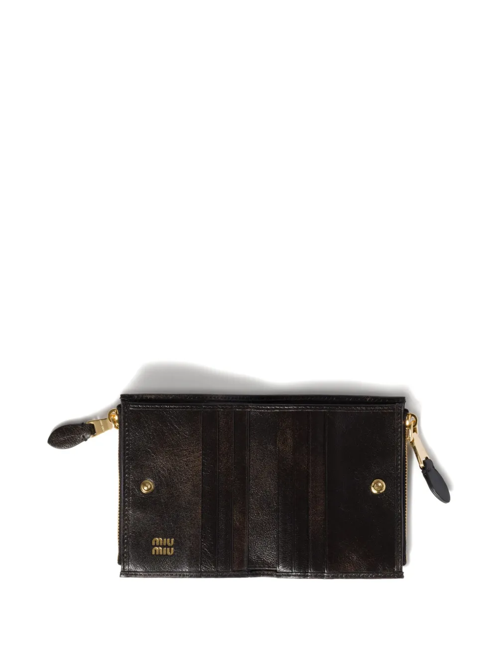 Miu small logo-embossed leather wallet Bruin