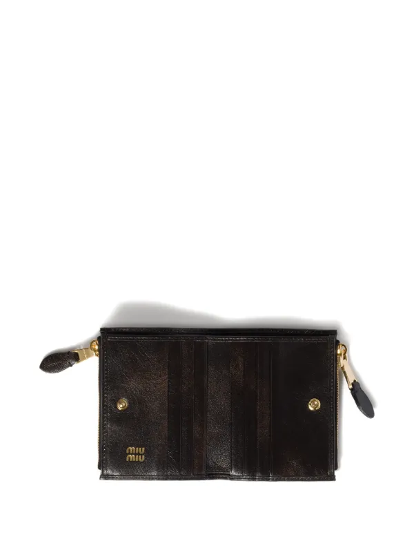 Miu Miu Small logo-embossed Leather Wallet | Brown | FARFETCH