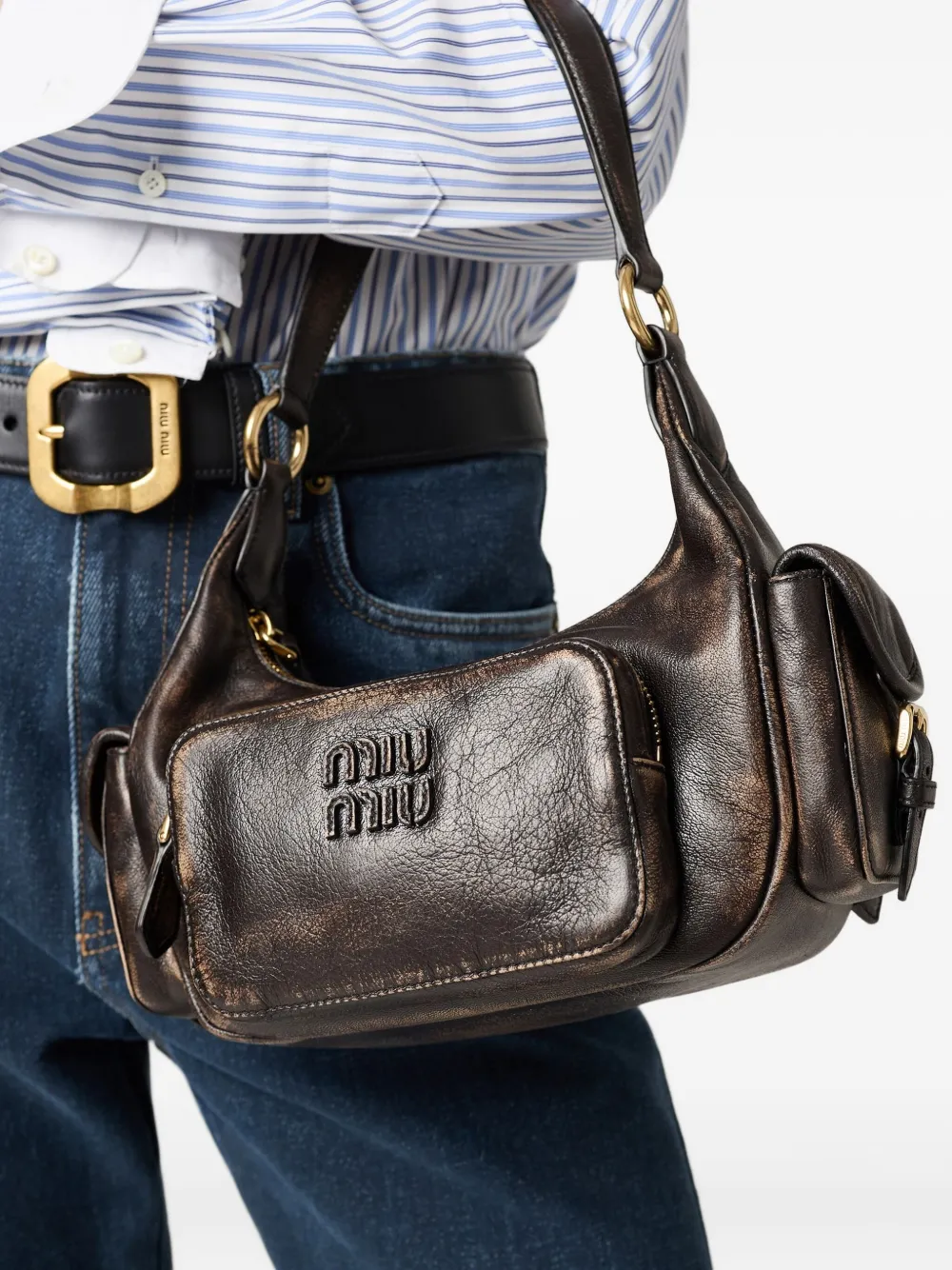 Miu Pocket shoulder bag Bruin