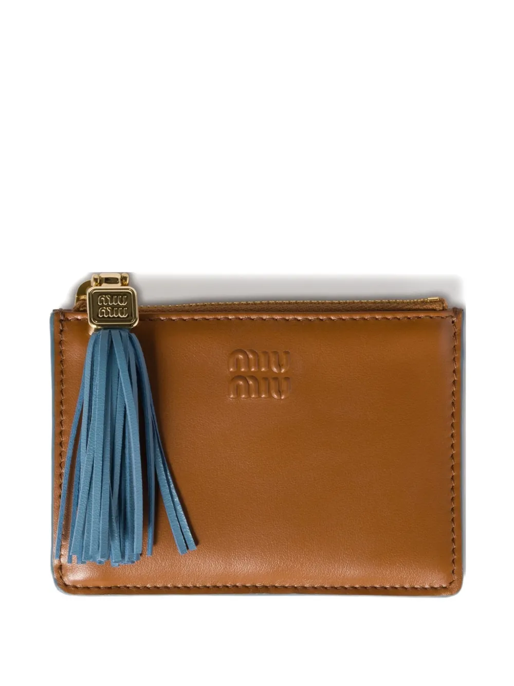 Miu tassel-detail leather cardholder Bruin